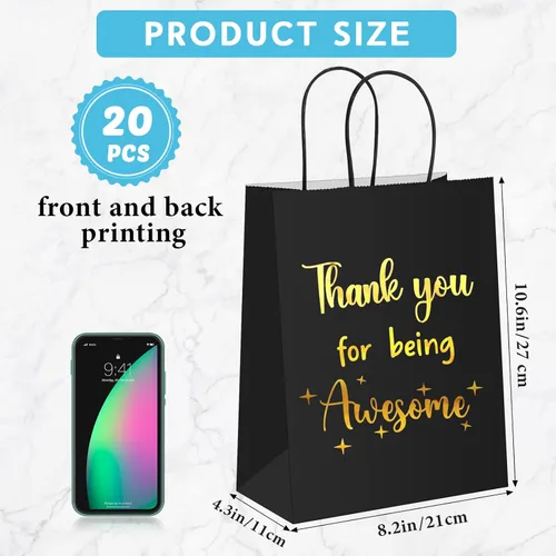 Miniatura 2 de Ctosree 20 bolsas de papel de regalo de agradecimiento para empleados, compañeros de trabajo, colega de trabajo con asas para colega