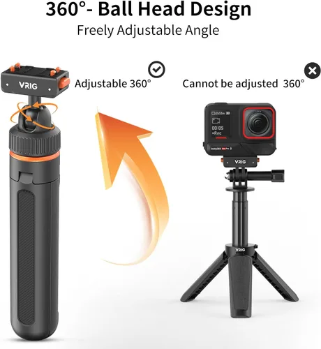 Miniatura 4 de VRIG 15.9" X5 Extended Mini cámara trípode para Insta360 Ace Pro2,360 portátil magnético liberación rápida Selfie Sticks mango agarre Vlog Monopod