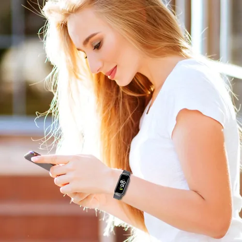 Miniatura 4 de Correas de cuero genuino y bandas elásticas de nailon compatibles con Samsung Galaxy Fit2, correas deportivas suaves y transpirables para mujeres
