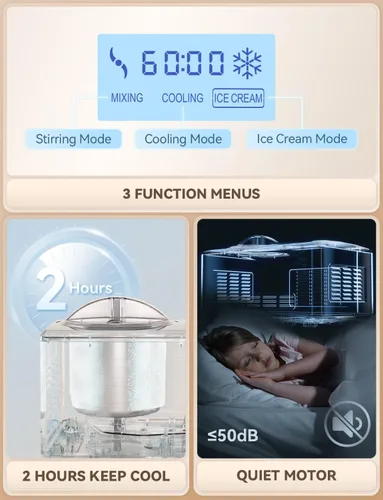 Miniatura 6 de COUPLUX Máquina para hacer helados, máquina de helado de 2.1 cuartos de galón de congelación más rápida con compresor integrado, fácil de operar