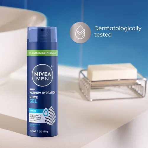 Miniatura 7 de NIVEA MEN Gel de afeitado de máxima hidratación, con aloe vera y provitamina B5, gel de afeitar para hombres, lata de 7 onzas, paquete de 3