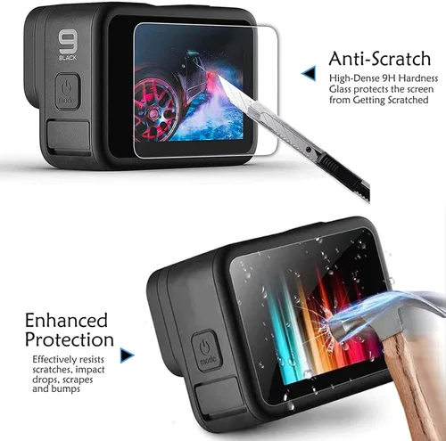 Miniatura 6 de PCTC 9 protectores de pantalla de Hero 12, 11, 10, 9, compatibles con Go Pro Hero 12/Hero 11/Hero 10/Hero 9, negro, 9 paquetes de protectores