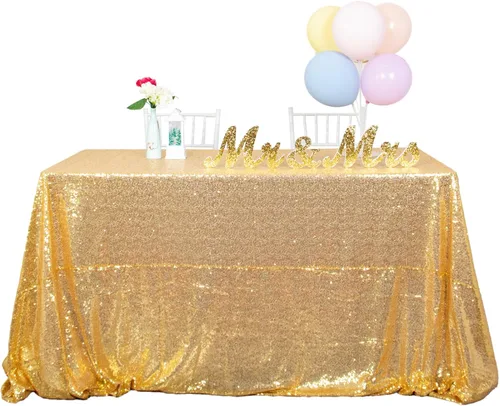 Miniatura 65 de ShiDianYi Mantel de lentejuelas color azul bebé, de 50 x 72 pulgadas, mantel rectangular de lentejuelas para decoración de boda - 200111E