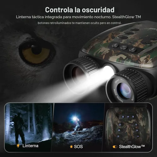 Miniatura 6 de VisioGear Night Thunder X3 Gafas de visión nocturna - Prismáticos de visión nocturna de 4K con modo de color AI para adultos con foto de 40MP