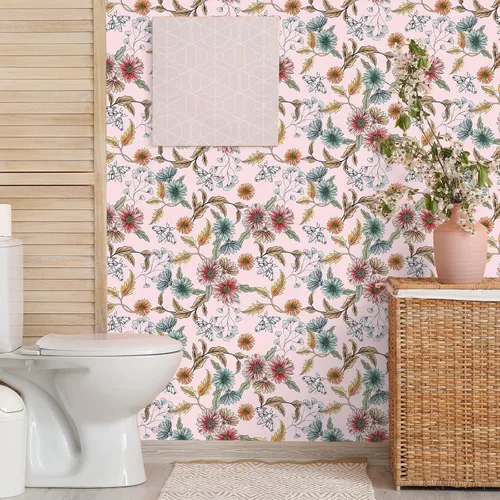 Miniatura 4 de VEELIKE Buzzing Bees Daisy - Papel tapiz floral de margaritas removible para dormitorio, habitación de niñas, guardería, 17.7 x 118 pulgadas, papel