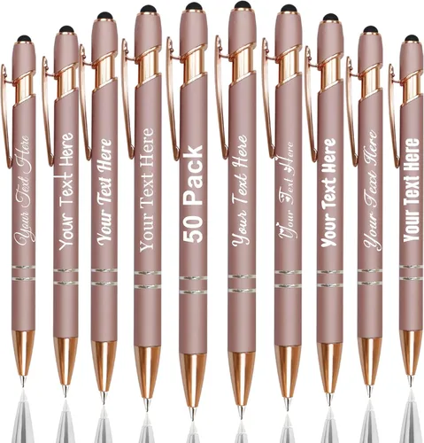 Miniatura 44 de Hasta 300 bolígrafos personalizados a granel con nombre personalizado con grabado gratis, puntas de lápiz capacitivo grabado, bolígrafo