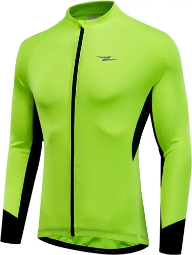 qualidyne Camiseta de ciclismo para hombre, manga larga, cremallera completa, con 3 bolsillos traseros, tops de ciclismo