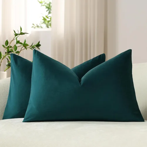 Miniatura 12 de Dezene - 2 fundas decorativas de terciopelo para almohada Hielo de vainilla