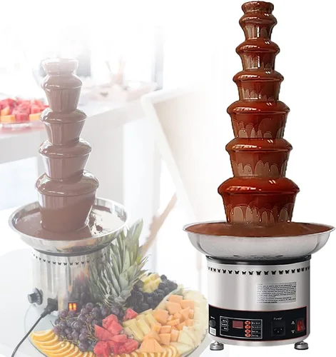Miniatura 9 de Fuente de chocolate de 4/5/6/7 niveles, máquina de fuente de fondue de chocolate de acero inoxidable comercial para fiestas, bodas, restaurantes