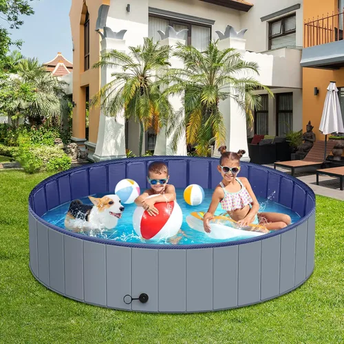 Miniatura 6 de Piscina para perros grandes, piscina para niños, de plástico duro, bañera portátil, plegable para perros antideslizantes