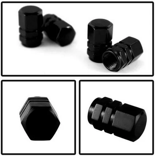 Miniatura 4 de Tapas para válvulas de neumático de aluminio estilo carrera tuner de iJDMTOY (4), Negro