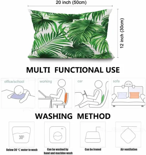 Miniatura 3 de Smooffly Funda de almohada rectangular oblonga estilo granja con palmeras, hojas vívidas y realistas de crecimiento de palmeras, temática