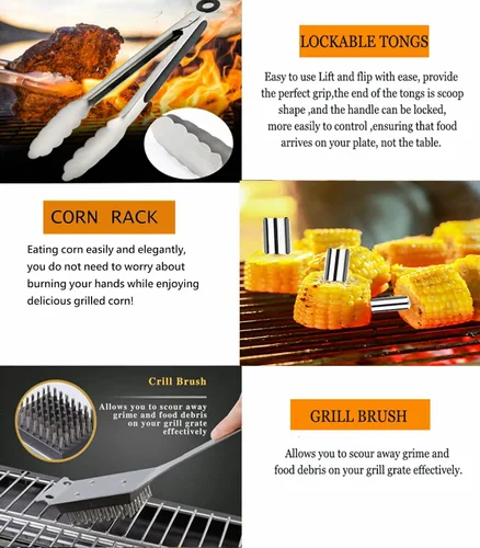 Miniatura 7 de MUJUZE - Accesorios para parrilla, regalos de barbacoa para hombres, juegos de parrilla para papá, accesorios de barbacoa con delantal para papá