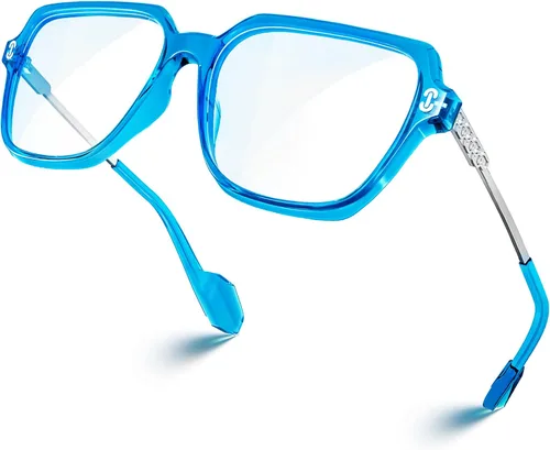 Miniatura 17 de VISOONE - Paquete de 2 anteojos de bloqueo de luz azul de gran tamaño con elegante marco cuadrado TR90 y patillas metálicas para mujeres y hombres