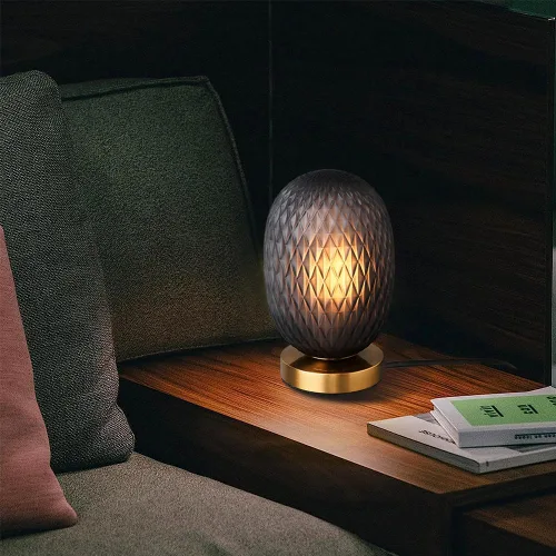 Miniatura 5 de Moderna lámpara de mesa de cristal con forma de globo de mediados de siglo, industrial regulable con control táctil, luces de escritorio, 3 niveles