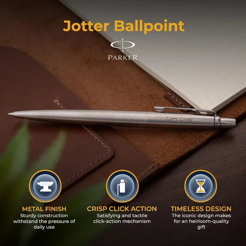 Miniatura 4 de Parker Jotter - Bolígrafo de acero inoxidable con borde cromado, grabado personalizado: graduación, nuevo trabajo, promoción u regalo de oficina