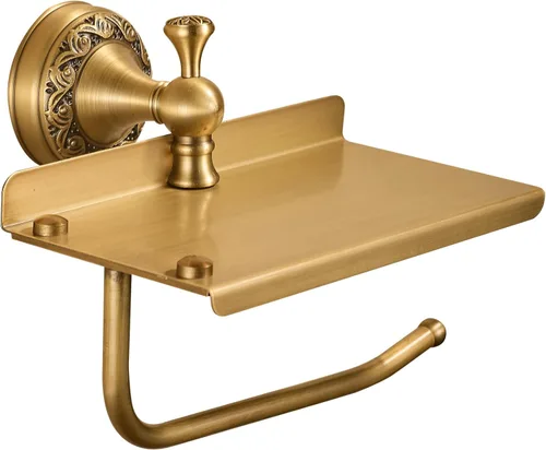 Miniatura 13 de Soporte de Toalla Plegable Montado en Pared para Baño, 4 Barras de Toalla con Patrón de Latón Antiguo Tallado, Bronce Cepillado