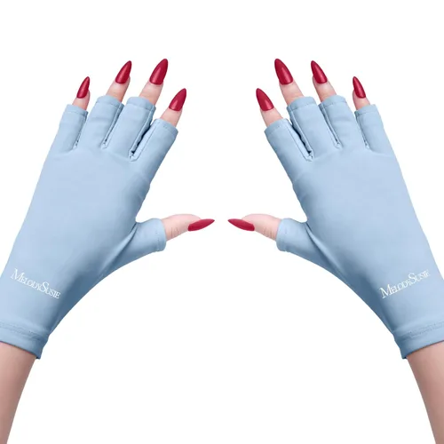 Miniatura 8 de MelodySusie Guantes UV para lámpara de uñas de gel, guantes profesionales de protección UV UPF50+ para manicuras, arte de uñas, cuidado de la piel