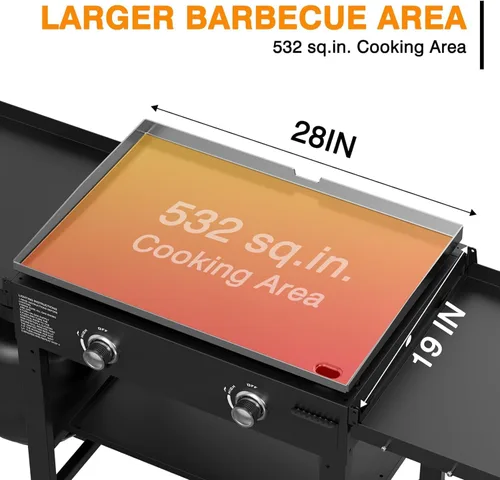 Miniatura 6 de Parrilla plegable de 2 quemadores de gas, parrilla de propano desmontable de acero inoxidable de 28 pulgadas, parrilla de barbacoa plana de 30,000