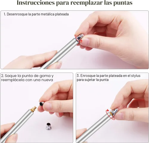 Miniatura 6 de METRO - Lápices capacitivos universales para pantallas táctiles, punta de fibra capacitiva de alta sensibilidad, lápiz capacitivo 2 en 1, lápiz