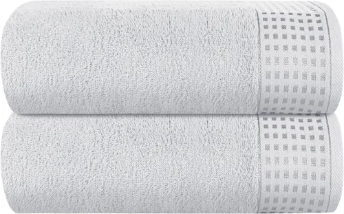 Miniatura 75 de GLAMBURG Juego de 2 toallas de baño de gran tamaño 100% algodón, 28 x 55 pulgadas, ultra suaves, altamente absorbentes, compactas, de secado rápido
