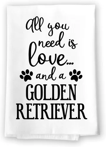 Honey Dew Gifts Toallas divertidas, All You Need is Love and a Golden Retriever, toalla de cocina, decoración de cocina, toalla de cocina multiusos