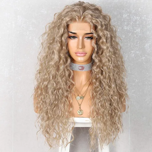Miniatura 19 de SAPPHIREWIGS Pelucas de encaje frontal color marrón, sin pegamento, onda de agua, de encaje frontal sintético, para mujeres afrodescendientes