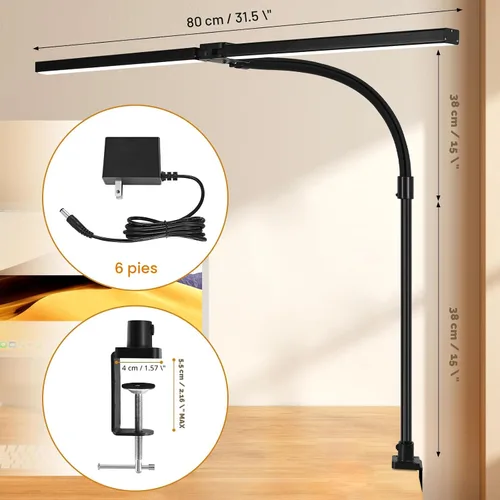 Miniatura 4 de Lámpara de escritorio pequeña para oficina, dormitorio, hogar, luz de escritorio para cuidado de los ojos, 18 W, lámpara de mesa regulable