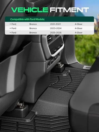 Miniatura 3 de YHTAUTO Tapete de carga compatible con Ford Bronco 2021-2026 (4 puertas), forro de suelo de elastómero termoplástico, protección para todo