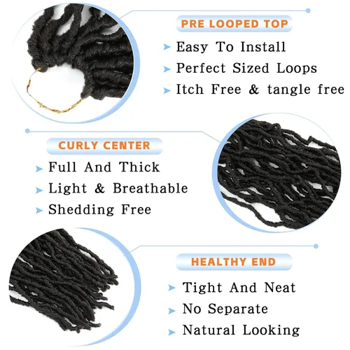 Miniatura 3 de Extensiones de cabello de ganchillo suaves de 22 pulgadas, 7 paquetes de rastas sintéticas preenlazadas para mujeres negras, extensiones de cabello