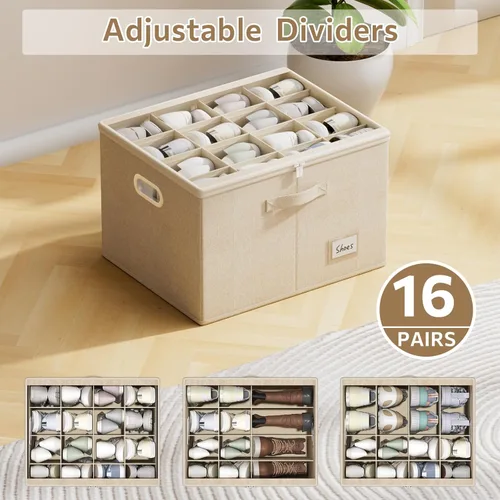 Miniatura 5 de Organizador de zapatos para armario, contenedores grandes de almacenamiento de zapatos con ventana transparente, contenedor de zapatos que ahorra