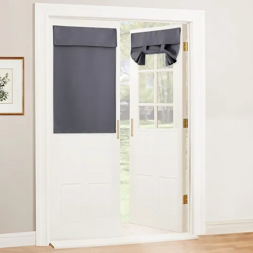 RYB HOME - Cortina Tricia opaca para puerta francesa, oscurecimiento parcial, con aislamiento térmico, para ventana pequeña de vidrio en aula, 26