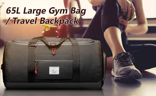 Miniatura 7 de Bolsa de viaje para hombre, 65 L, tamaño mediano, bolsa de viaje para fin de semana durante la noche con bolsillo húmedo y compartimento