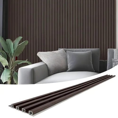 Art3d Panel de pared de listones para decoración moderna, panel difusor acústico WPC, paquete de 8 unidades de 96 x 6 pulgadas, nogal negro