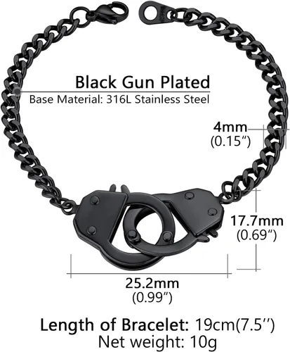 Miniatura 4 de PROSTEEL Tobillera de acero inoxidable 316L con diseño de esposas de moda, con palabras personalizables, para hombres, mujeres, adolescentes, tono
