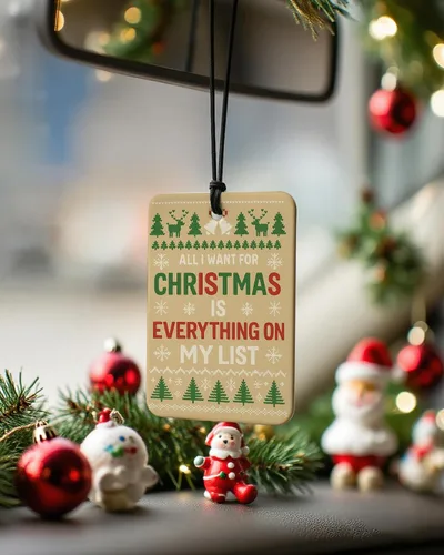 Miniatura 3 de Ambientador de Coche de Bayas de Feliz Navidad 4 Piezas, Clásico Copo de Nieve de Navidad Jengibre Ambientador Colgante para Autos Armario Cajón