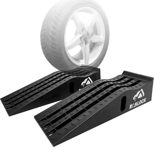 Miniatura 7 de ROBLOCK Rampas de coche resistentes para cambios de aceite y soporte de gato, rampas portátiles de bajo perfil para auto para elevación alta, rampas
