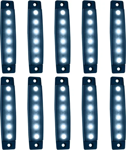 Miniatura 10 de Paquete de 10 Luces Laterales Marcadoras de Remolque DC 12V Verde Ahumado 3.8" 6 LED Barra de Luz de Gálibo Tira de Luz Indicadora de Señal