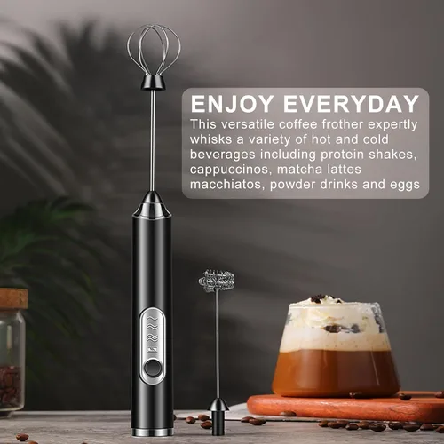 Miniatura 5 de Espumador de Leche SOUTHMAN con Soporte de Acero Inoxidable, Espumador de Leche Eléctrico Recargable de Mano con Batidor, Mezclador de Bebidas