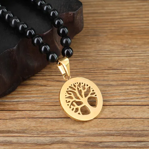 Miniatura 5 de COAI Collar con colgante de árbol de la vida 108 cuentas Japa Mala Piedra