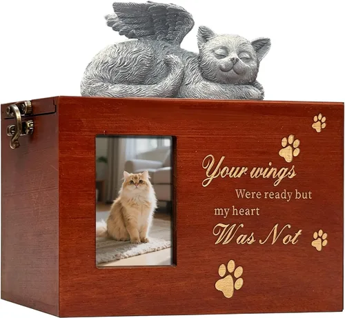 Miniatura 28 de Urna grande para perro para cenizas, caja de cremación funeraria negra con foto urna conmemorativa para mascotas con marco de fotos, caja