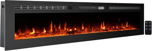 Miniatura 14 de CharaVector - Insertos de chimenea eléctrica de 70 pulgadas 750W/1500W con control remoto en montaje en pared, calentador de chimenea de inserción