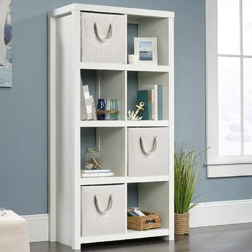 Miniatura 2 de Contenedores plegables de almacenamiento de tela de bambú beige y blanco, organizador resistente con asa de cuerda de algodón para oficina en casa