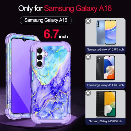 Miniatura 2 de Casetego Funda para Galaxy A16 5G, Tres Capas de Alta Resistencia Robusta a Prueba de Golpes, Protección Completa Rugosa de PC Duro + Parachoques