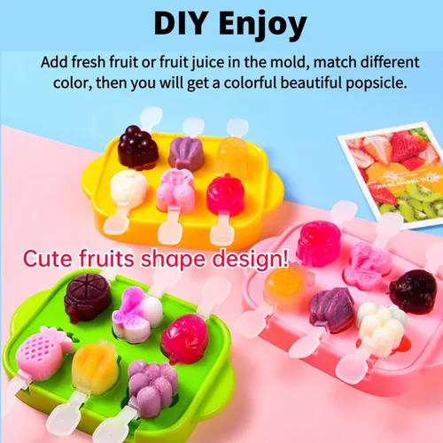 Miniatura 2 de Moldes de paletas de 6 piezas, moldes para paletas de hielo, molde de silicona sin BPA, para helados, pequeño, para congelador, hecho en casa