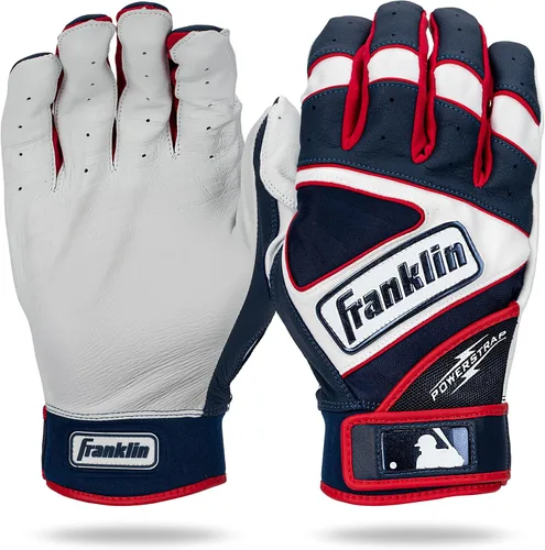Miniatura 12 de Franklin Sports MLB Guantes de Béisbol - Guantes Powerstrap para Adultos y Jóvenes de Bateo para Hombres, Mujeres, Niños y Niñas Cromo Royal