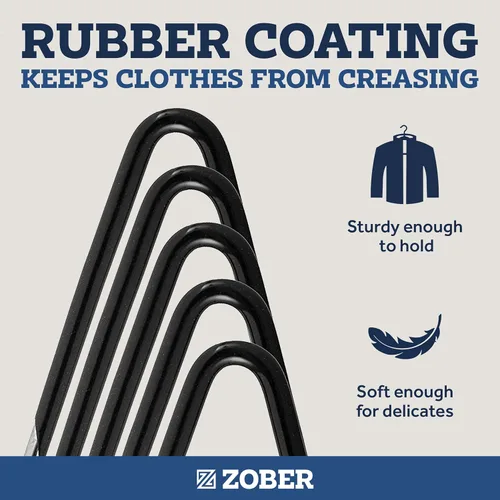 Miniatura 5 de Zober Perchas antideslizantes para pantalones, paquete de 40 unidades de extremos abiertos para jeans y ropa, ahorran espacio, perchas de metal