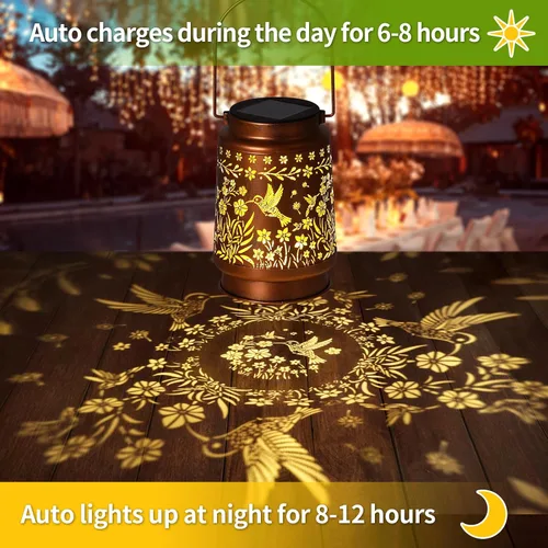 Miniatura 2 de Faroles solares de colibrí para exteriores, impermeables, decoración de jardín, luz LED de metal, regalos de cumpleaños para mujeres, mamá, regalos
