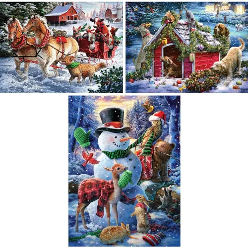 Miniatura 2 de Bits and Pieces - Juego de tres (3) rompecabezas de 1000 piezas para adultos - Cada rompecabezas mide 20 x 27 pulgadas - Rompecabezas de animales