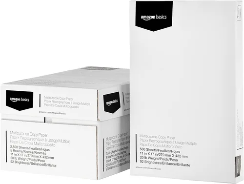 Miniatura 10 de Amazon Basics Papel multipropósito para impresora y copiadora, 20 lb, 8.5 x 11 pulgadas, 3 resmas (1,500 hojas), 92 brillante, blanco